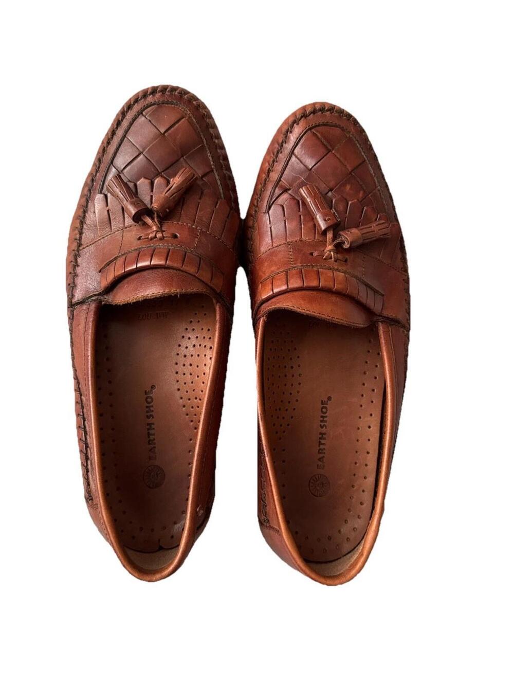 EARTH SHOE DALE II  Woven Leather Tassel Loafer Brown Made in Brazil Size 11